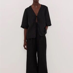 DISSH HOLDEN BLACK LINEN PANT - 8 / BLACK